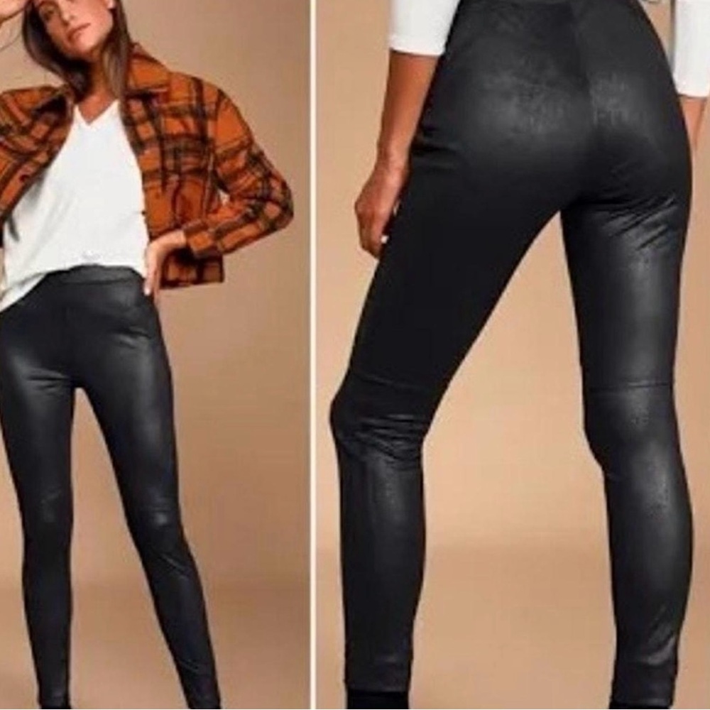 We The Free People Pants Womens 26 Black Vegan Faux Leather Skinny Moto